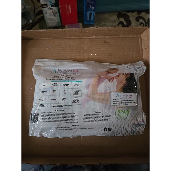 ABANA Pre Sterilized Breast Milk Bags 100 Count New Sealed, Breastfeed BPA Free - Picture 2 of 4